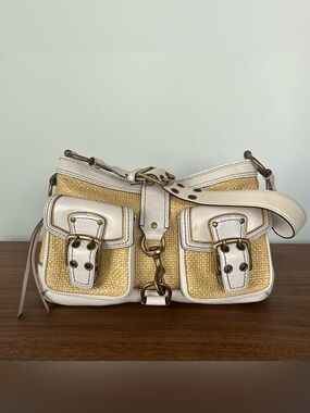 Vintage Coach Legacy Woven Straw Shoulder Bag